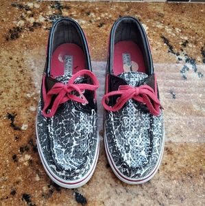 Womens Sperry Top-Sider Biscayne Black Floral Sequin Boat Shoes